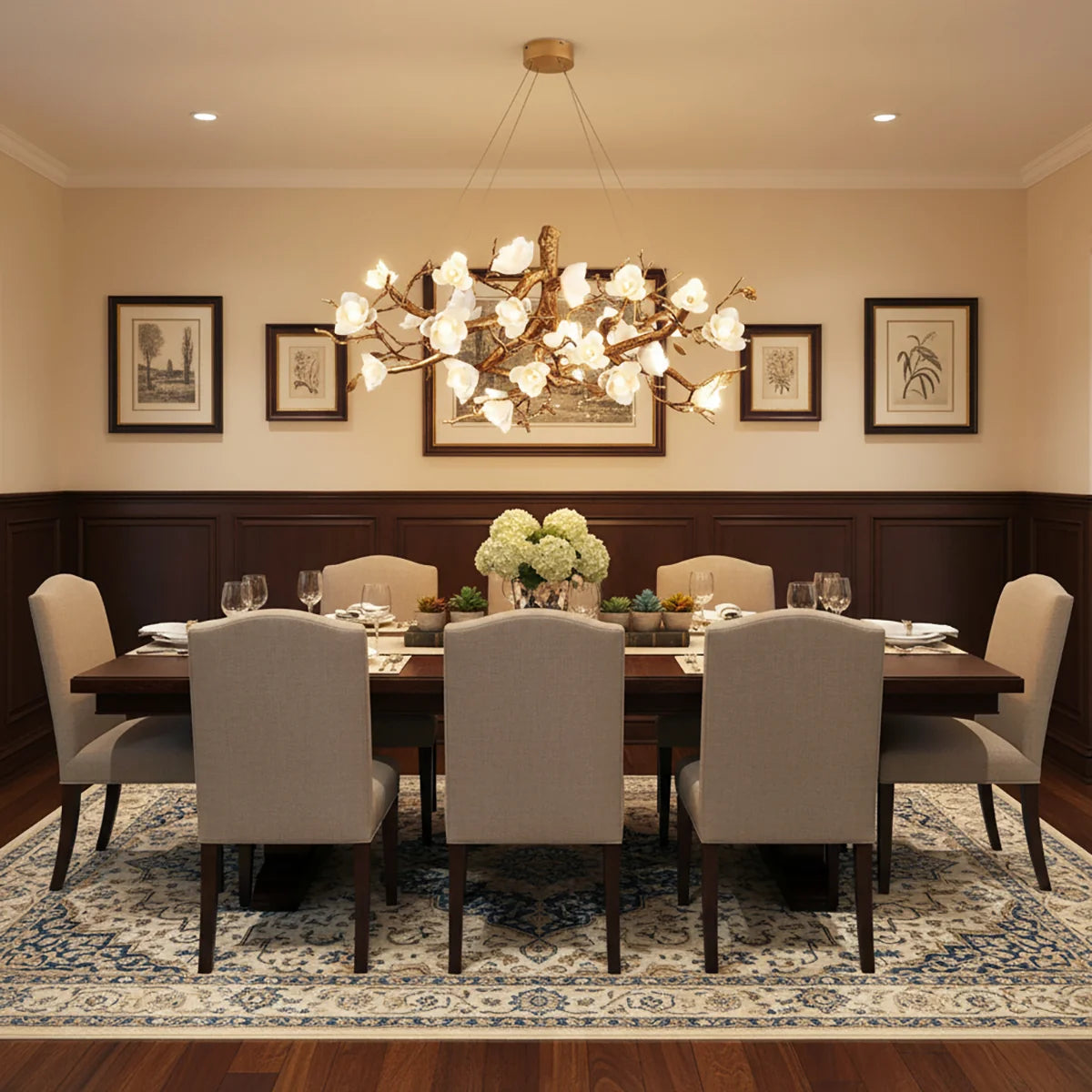 Flower Bloom Branch Brass Chandelier