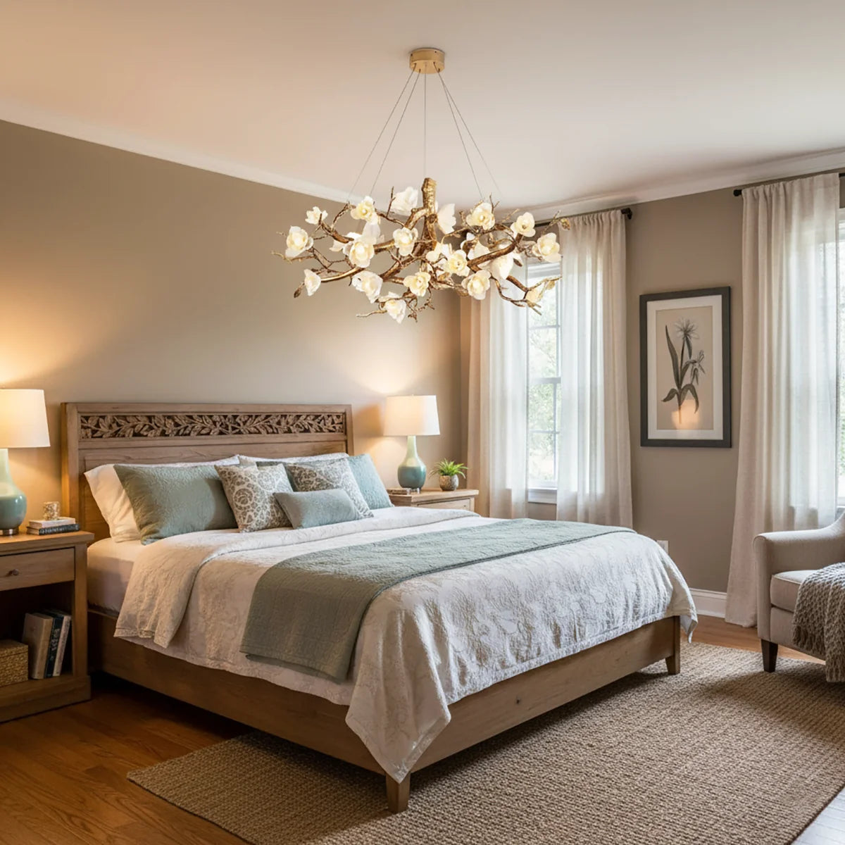 Flower Bloom Branch Brass Chandelier